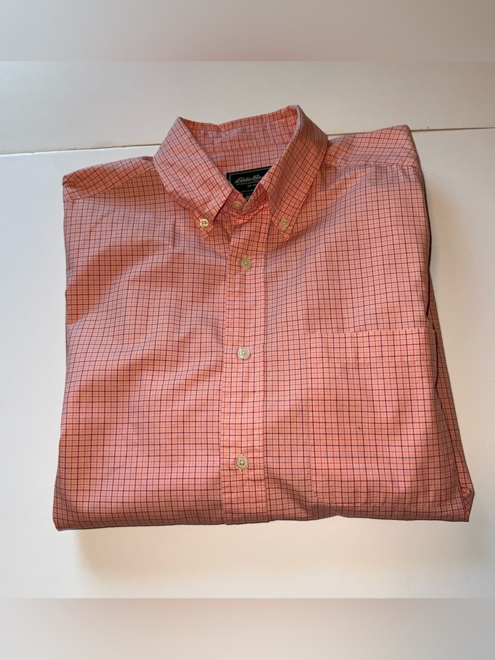 Eddie Bauer Men's Orange Grid Button-Down Shirt